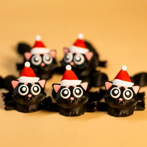 圣诞小黑猫多色-3D合纵社-3D打印模型STL格式3mf格式免费下载！