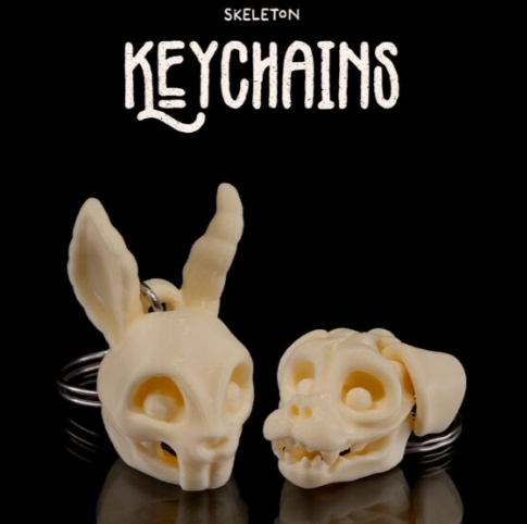 6款骷髅动物头钥匙扣-3D合纵社-3D打印模型STL格式3mf格式免费下载！