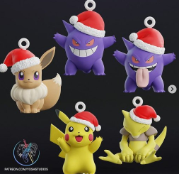 圣诞帽宝可梦怪物-3D合纵社-3D打印模型STL格式3mf格式免费下载!