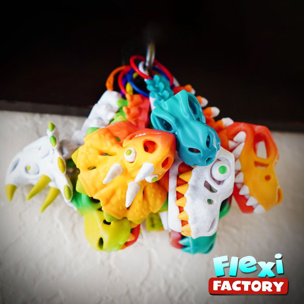 骷髅恐龙头像挂饰-3D合纵社-3D打印模型STL格式3mf格式免费下载！