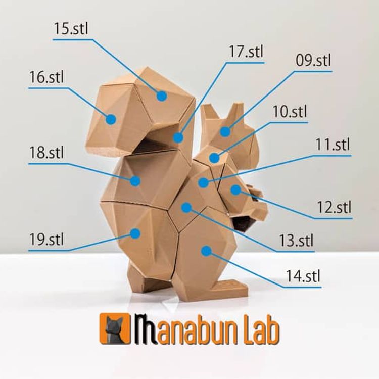 图片[3]-【拼图小动物】松鼠-3D合纵社-3D打印模型STL格式3mf格式免费下载！