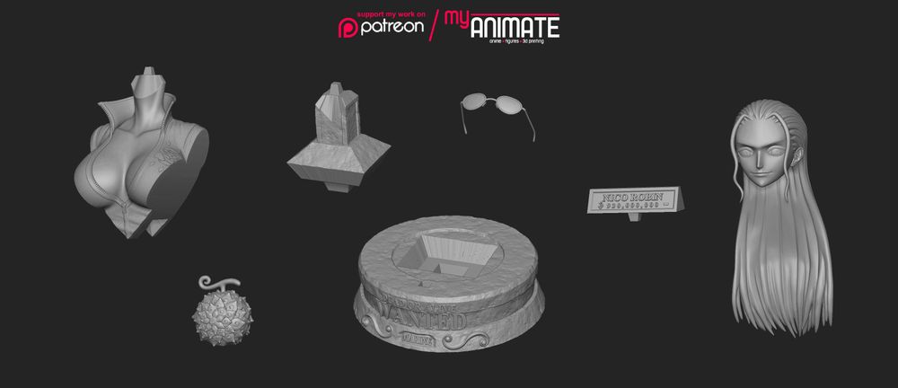 图片[5]-【海贼王】妮可·罗宾半身像-3D合纵社-3D打印模型STL格式3mf格式免费下载！