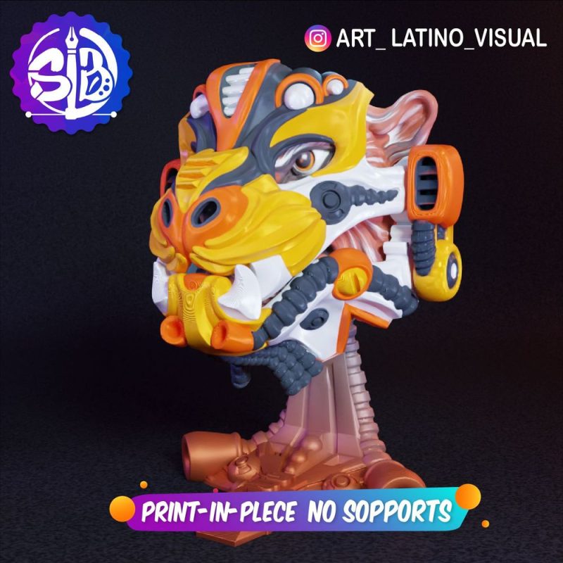 机甲虎头-3D合纵社-3D打印模型STL格式3mf格式免费下载！