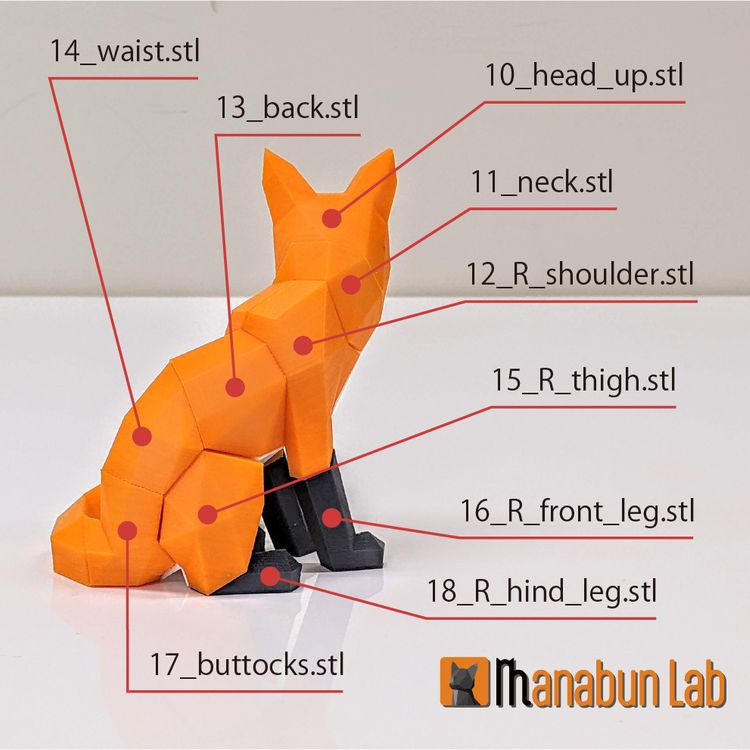 图片[3]-【拼图小动物】狐狸-3D合纵社-3D打印模型STL格式3mf格式免费下载！