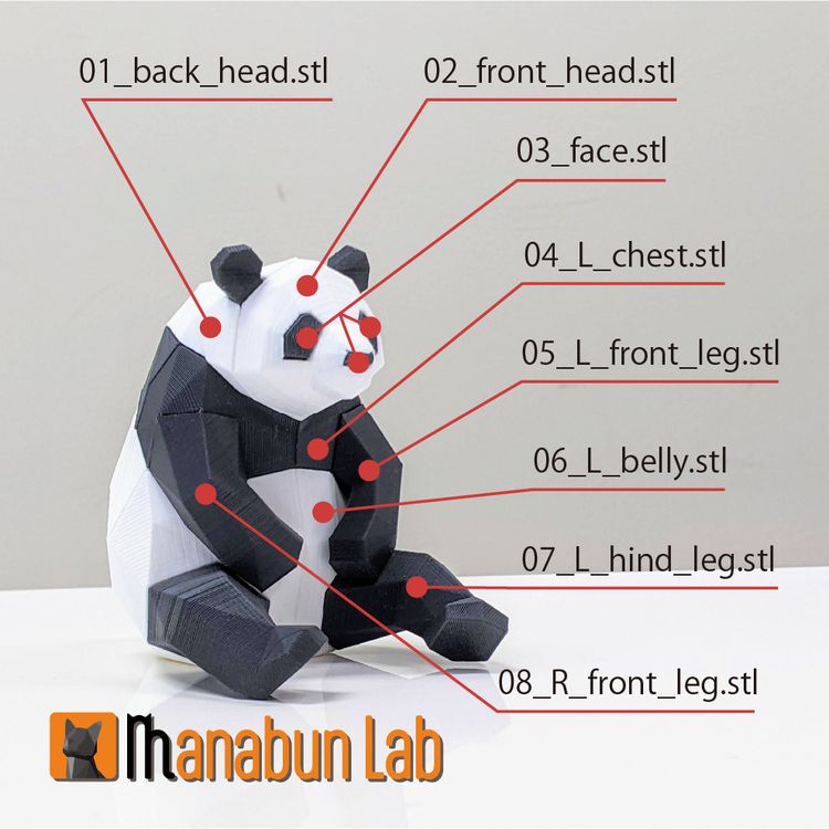 图片[3]-【拼图小动物】熊猫-3D合纵社-3D打印模型STL格式3mf格式免费下载！