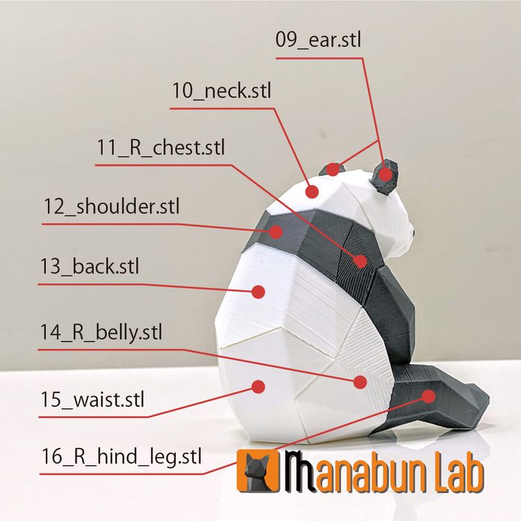 图片[2]-【拼图小动物】熊猫-3D合纵社-3D打印模型STL格式3mf格式免费下载！