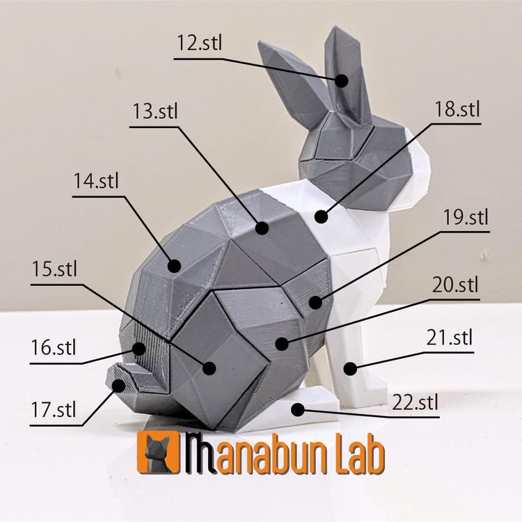 图片[3]-【拼图小动物】兔子-3D合纵社-3D打印模型STL格式3mf格式免费下载！