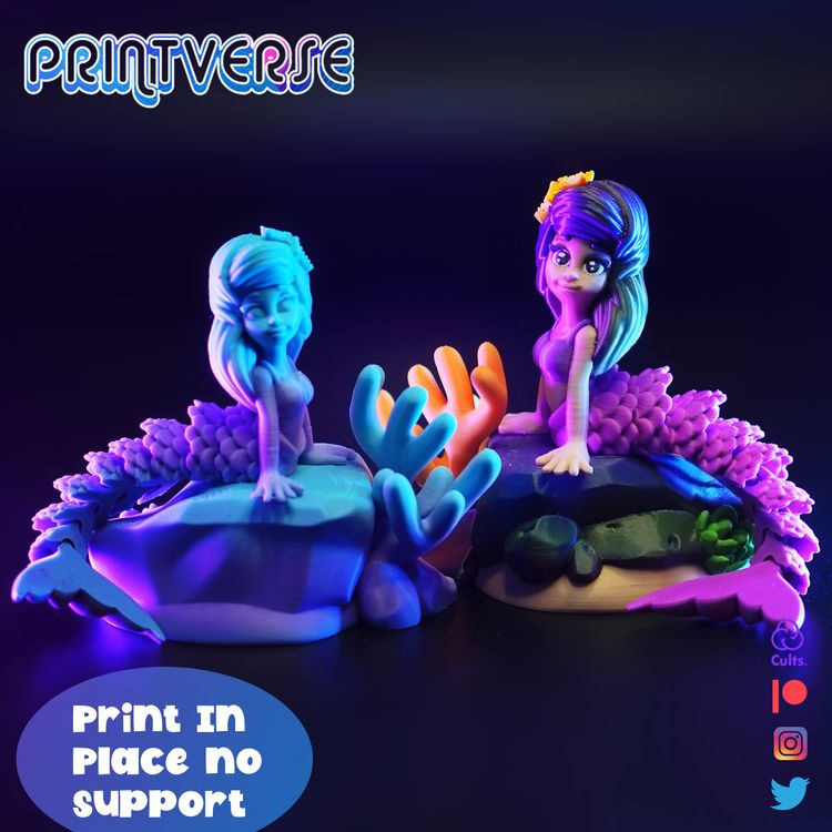 美人鱼-3D合纵社-3D打印模型STL格式3mf格式免费下载！