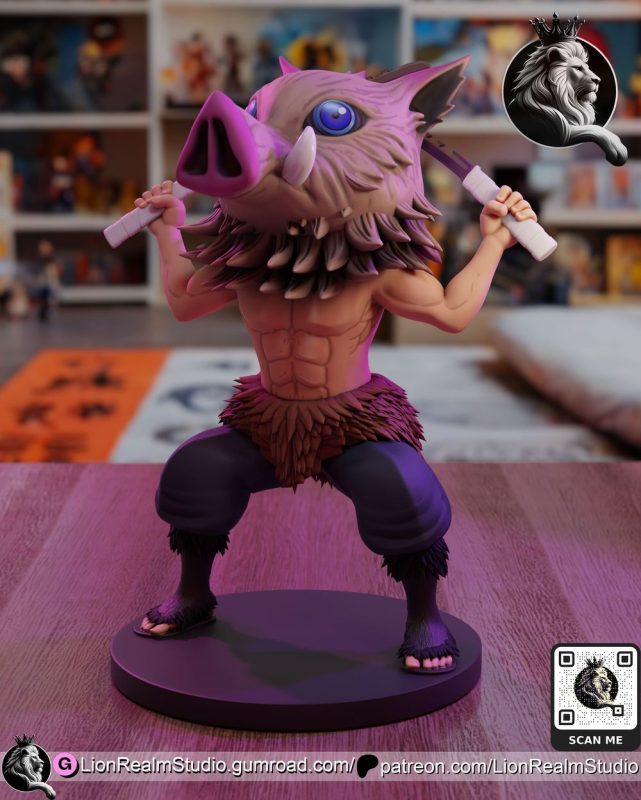 【鬼灭之刃】嘴平伊之助-3D合纵社-3D打印模型STL格式3mf格式免费下载！