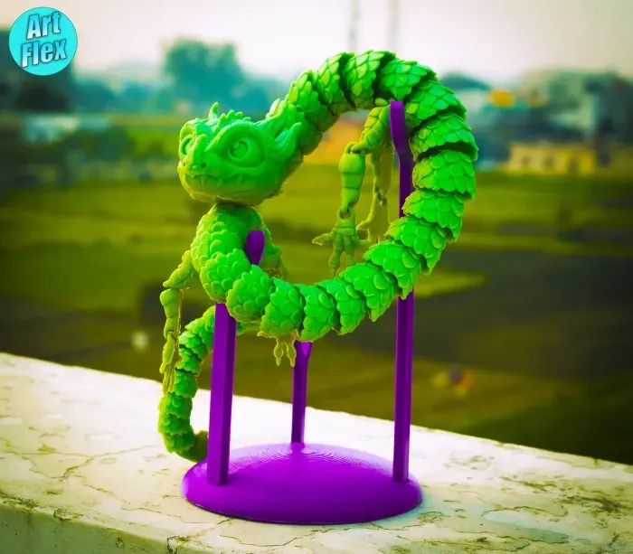 有支架的小龙-3D合纵社-3D打印模型STL格式3mf格式免费下载！