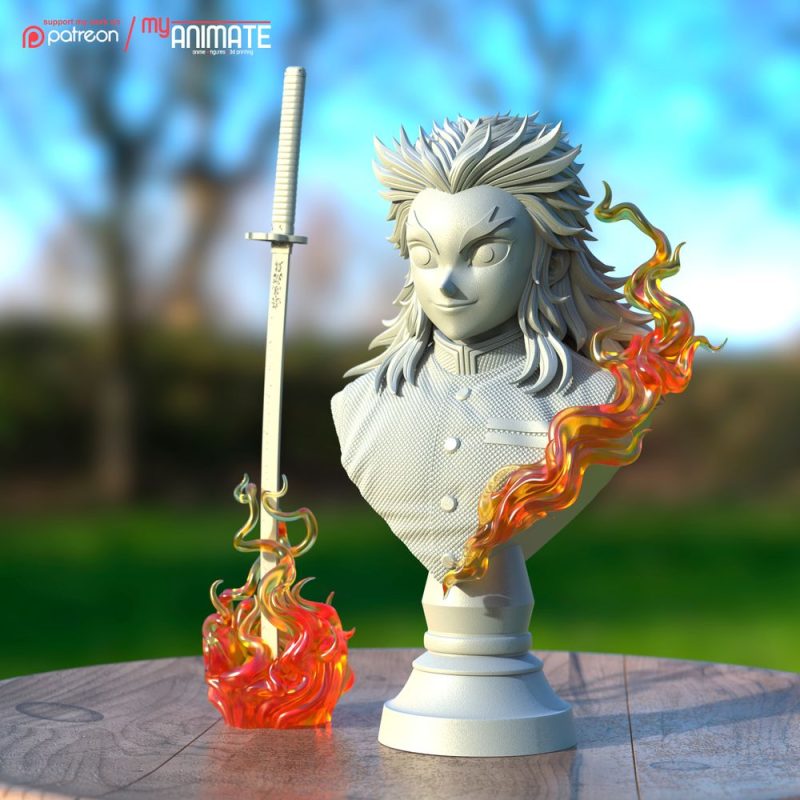 煉獄杏寿郎半身像-3D合纵社-3D打印模型STL格式3mf格式免费下载！