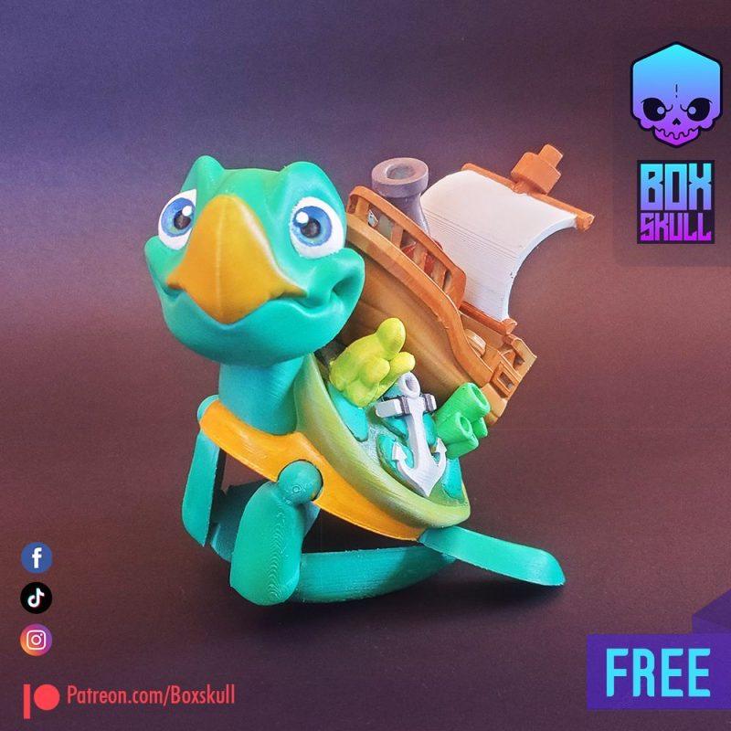 背船海龟-3D合纵社-3D打印模型STL格式3mf格式免费下载！