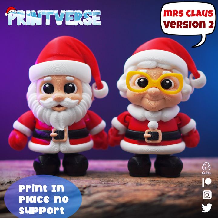 圣诞老人和圣诞婆婆-3D合纵社-3D打印模型STL格式3mf格式免费下载！