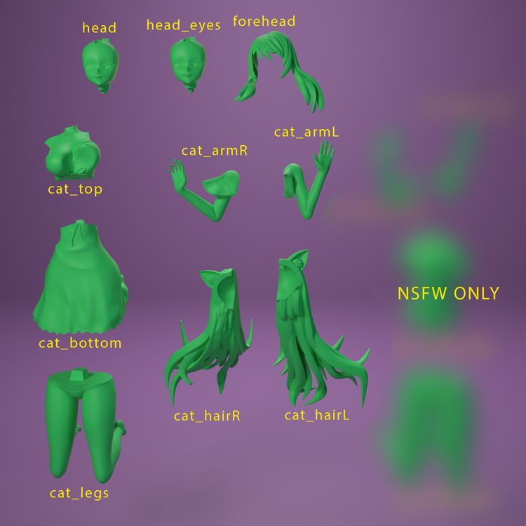 图片[2]-【猫物语】羽川翼、黑羽川-3D合纵社-3D打印模型STL格式3mf格式免费下载！