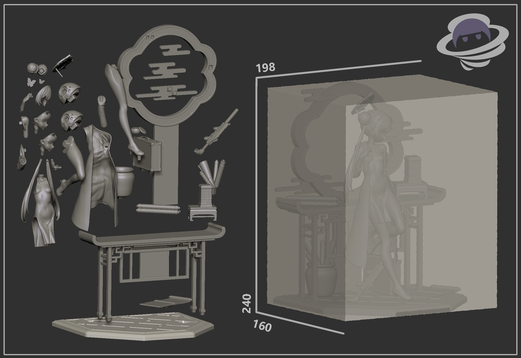 图片[2]-【蔚蓝档案】龙华妃咲-3D合纵社-3D打印模型STL格式3mf格式免费下载！