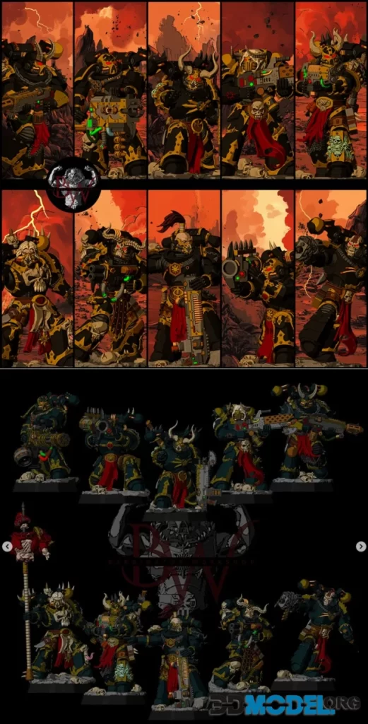 战锤4K 混沌星际战士 黑色军团 邪恶太空士兵建造者-3D合纵社-3D打印模型STL格式3mf格式免费下载！