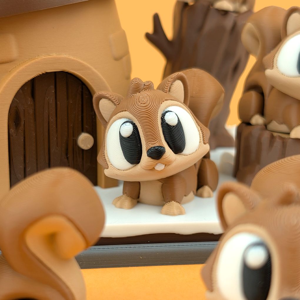 可爱的小松鼠、松鼠窝-3D合纵社-3D打印模型STL格式3mf格式免费下载！