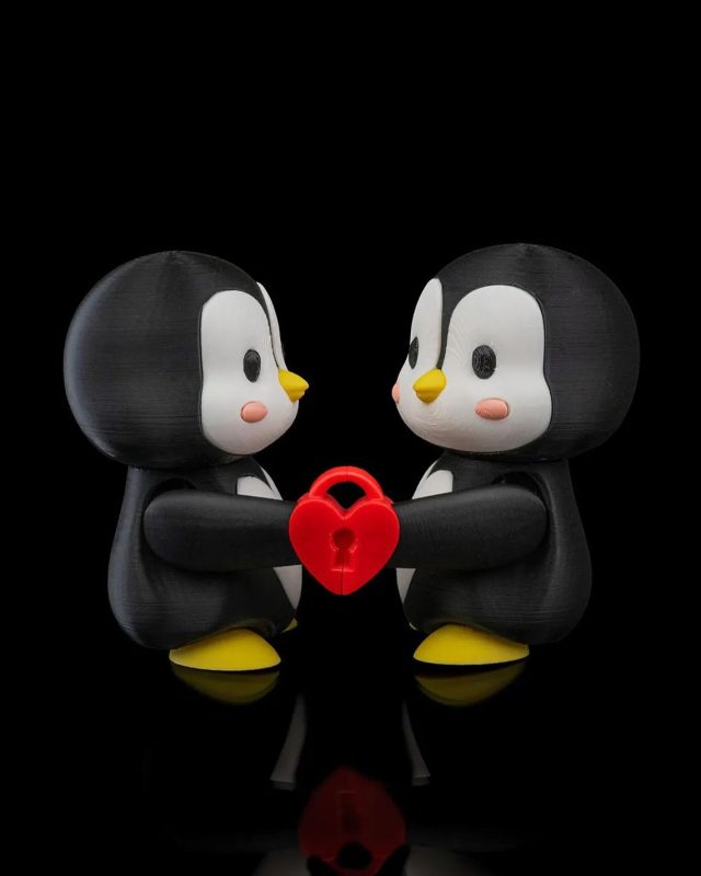 企鹅情侣挂锁-3D合纵社-3D打印模型STL格式3mf格式免费下载！