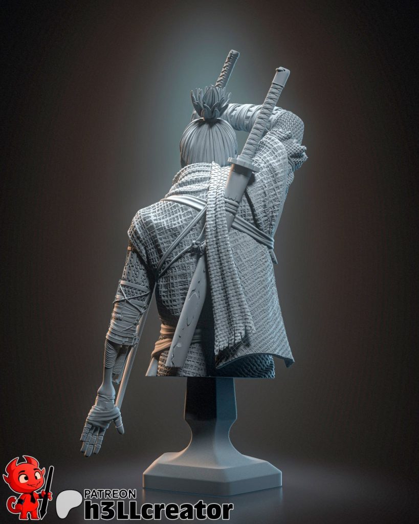 图片[3]-【只狼】狼半身像-3D合纵社-3D打印模型STL格式3mf格式免费下载！