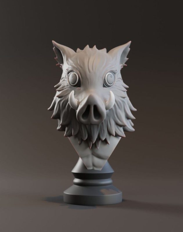 【鬼灭之刃】猪之介半身像-3D合纵社-3D打印模型STL格式3mf格式免费下载！