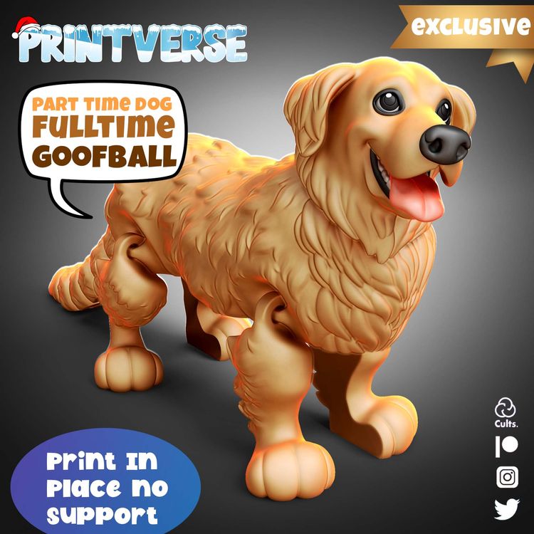 金毛-3D合纵社-3D打印模型STL格式3mf格式免费下载！