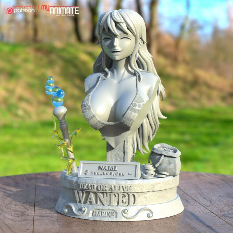 【海贼王】娜美半身像-3D合纵社-3D打印模型STL格式3mf格式免费下载！