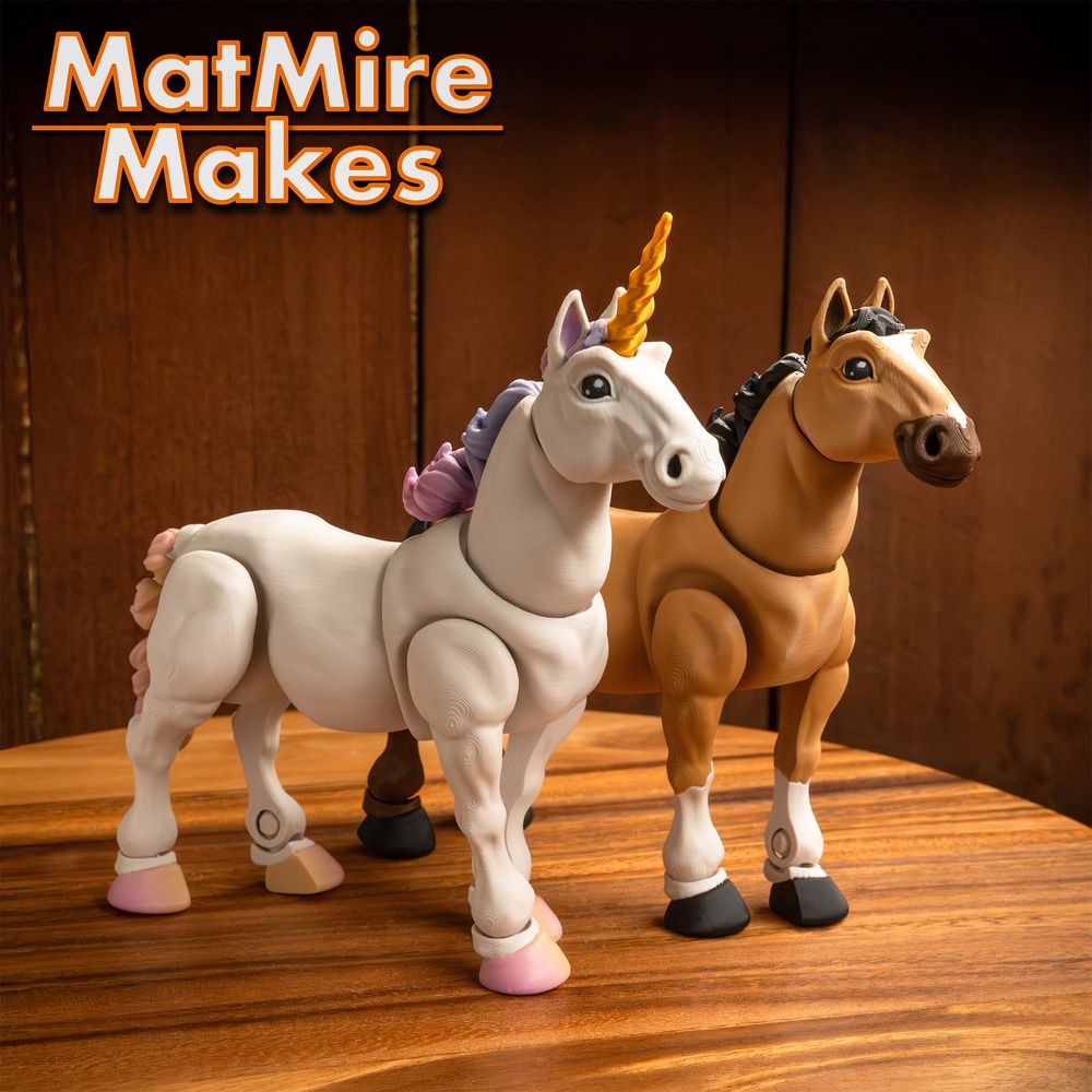 MatMire Makes NO:042 马 独角兽-3D合纵社-3D打印模型STL格式3mf格式免费下载！