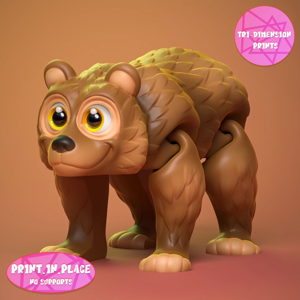 棕熊-3D合纵社-3D打印模型STL格式3mf格式免费下载！