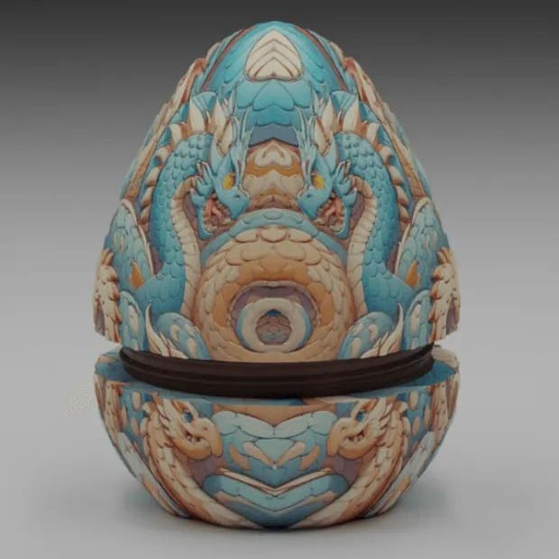 龙纹龙蛋-3D合纵社-3D打印模型STL格式3mf格式免费下载！