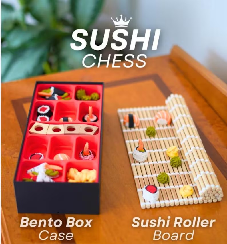 寿司国际象棋 便当盒和寿司卷板-3D合纵社-3D打印模型STL格式3mf格式免费下载！