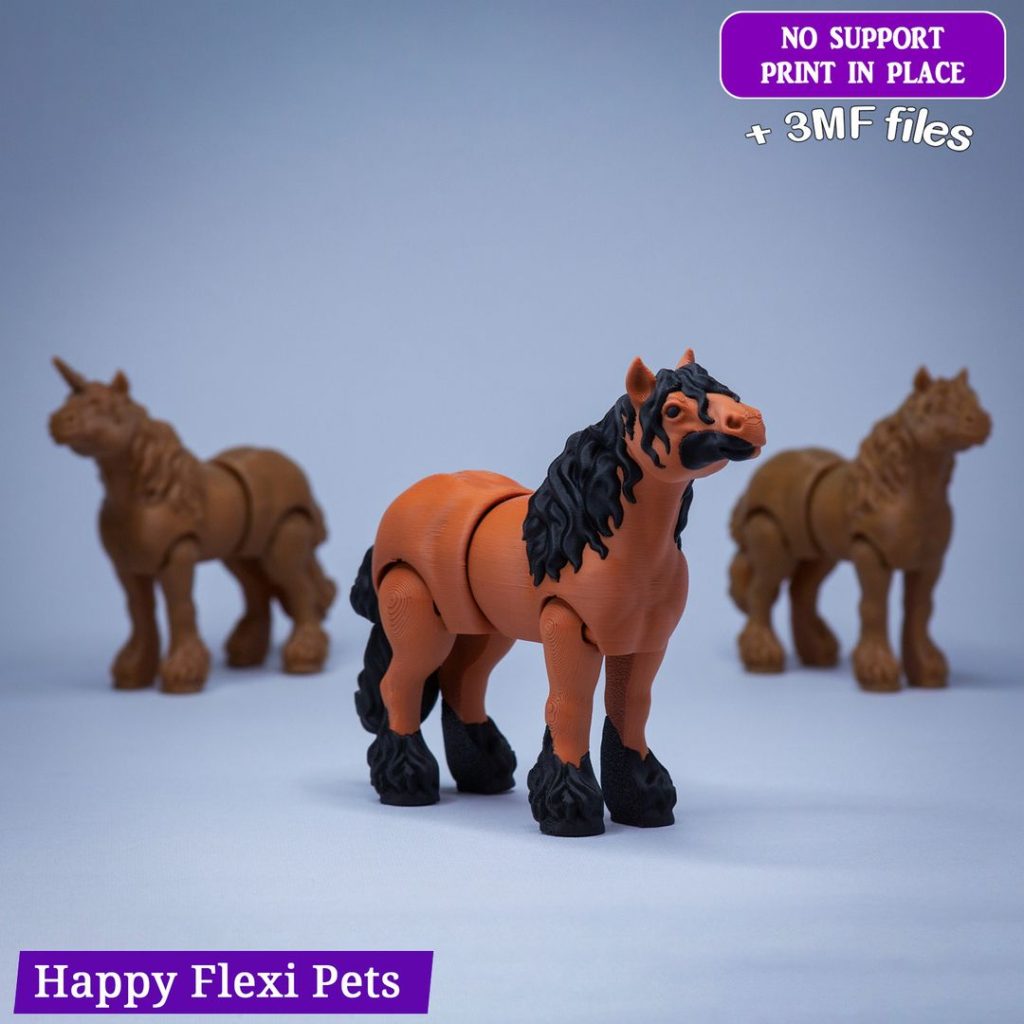 HappyFlexiPets 吉普赛马-3D合纵社-3D打印模型STL格式3mf格式免费下载！