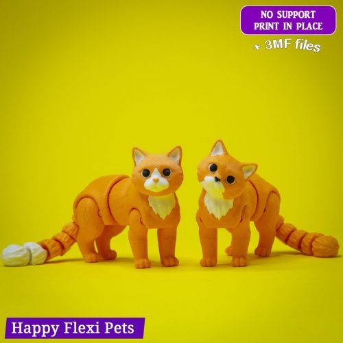 HappyFlexiPets NO.002 花脸猫咪-3D合纵社-3D打印模型STL格式3mf格式免费下载！