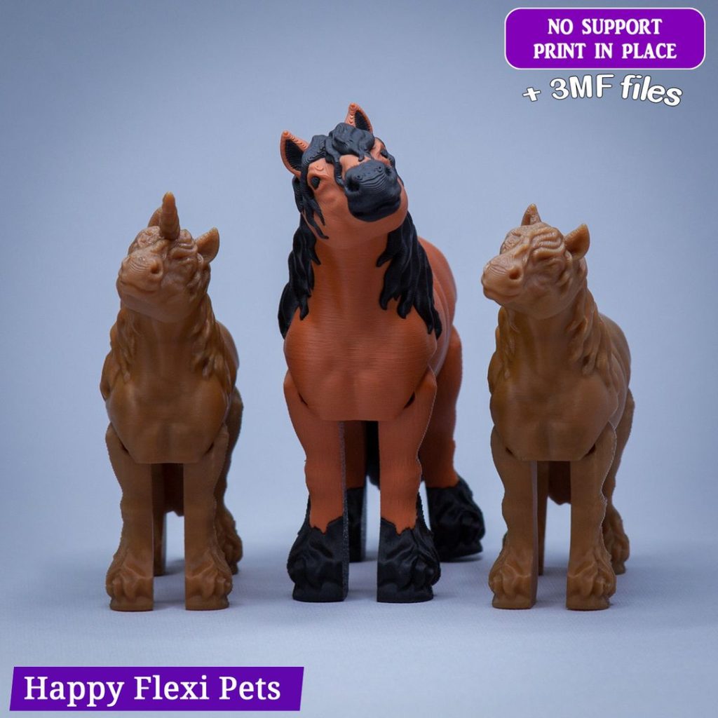 图片[2]-HappyFlexiPets 吉普赛马-3D合纵社-3D打印模型STL格式3mf格式免费下载！