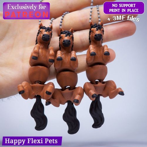 HappyFlexiPets 吉普赛马钥匙扣-3D合纵社-3D打印模型STL格式3mf格式免费下载！