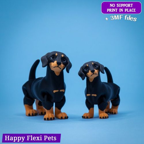 HappyFlexiPets NO.052 腊肠狗-3D合纵社-3D打印模型STL格式3mf格式免费下载！