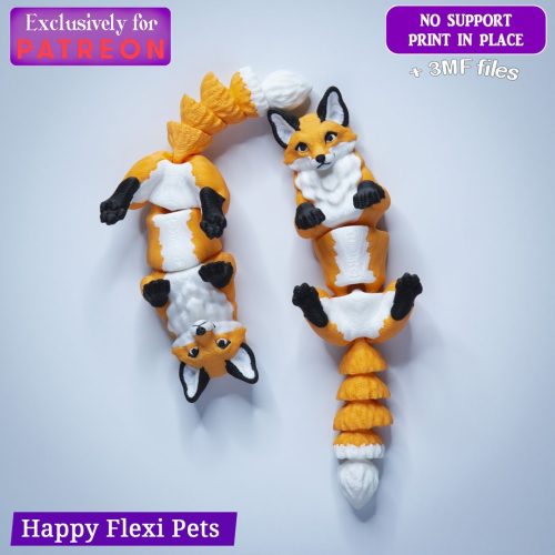 Happy Flexi pets 狐狸钥匙扣-3D合纵社-3D打印模型STL格式3mf格式免费下载！