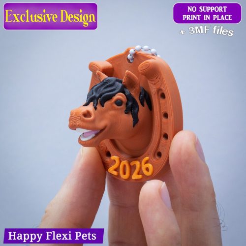 HappyFlexiPets 马头冰箱贴-3D合纵社-3D打印模型STL格式3mf格式免费下载！