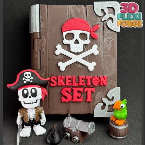 3D FORGE NO.027 万圣节海盗骷髅和书-3D合纵社-3D打印模型STL格式3mf格式免费下载！