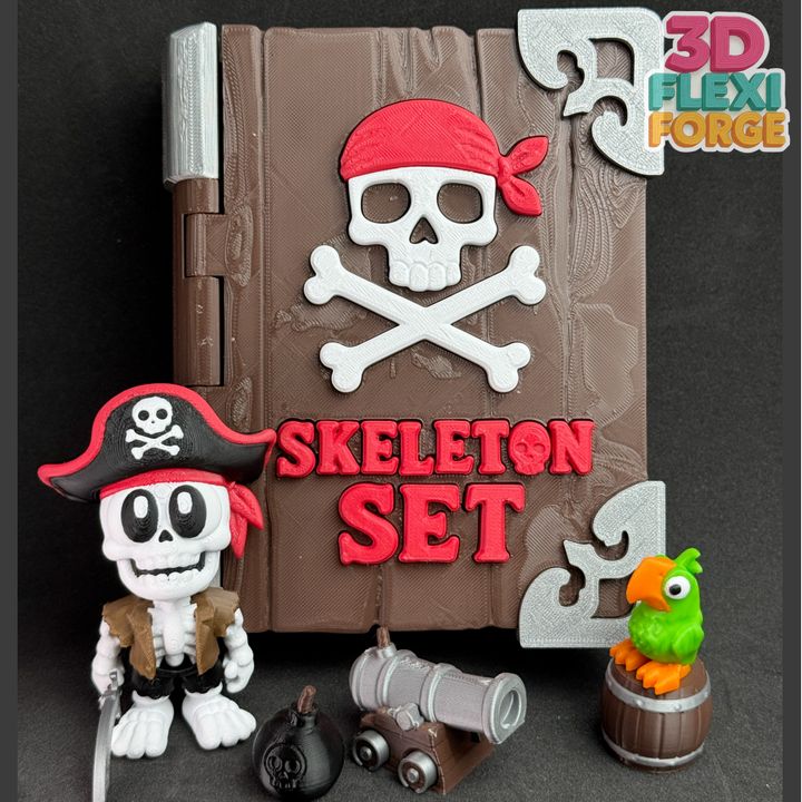 3D FORGE NO.027 万圣节海盗骷髅和书-3D合纵社-3D打印模型STL格式3mf格式免费下载！