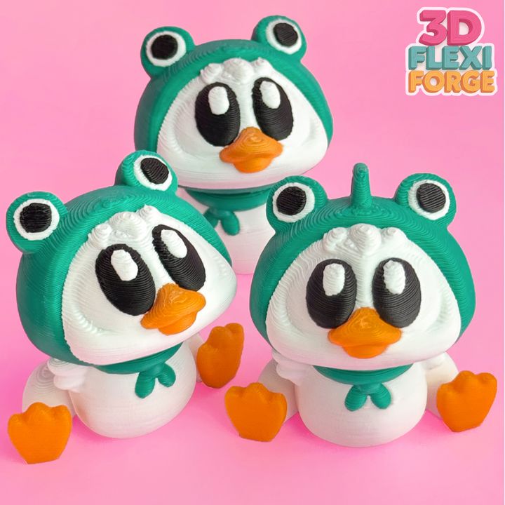 图片[2]-3D FORGE NO.008  关节可动戴青蛙帽子的鸭子 + 睡莲池-3D合纵社-3D打印模型STL格式3mf格式免费下载！