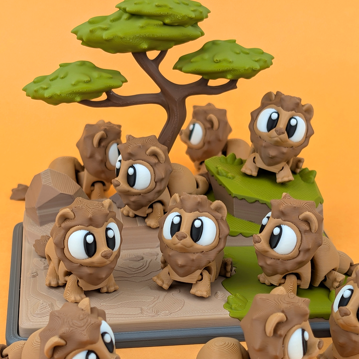 3DGOB NO:082 狮子 热带草原游戏套装-3D合纵社-3D打印模型STL格式3mf格式免费下载！