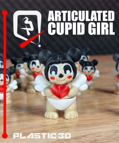 Plastic-3D NO.138 丘比特女孩 情人节守卫-3D合纵社-3D打印模型STL格式3mf格式免费下载！