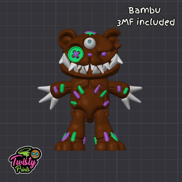 诡异泰迪熊-3D合纵社-3D打印模型STL格式3mf格式免费下载！