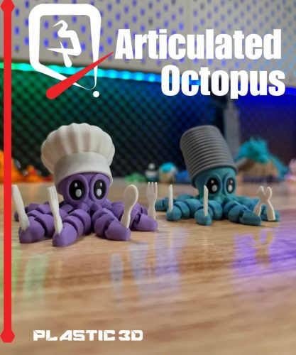 Plastic-3D NO.060 章鱼厨师-3D合纵社-3D打印模型STL格式3mf格式免费下载！