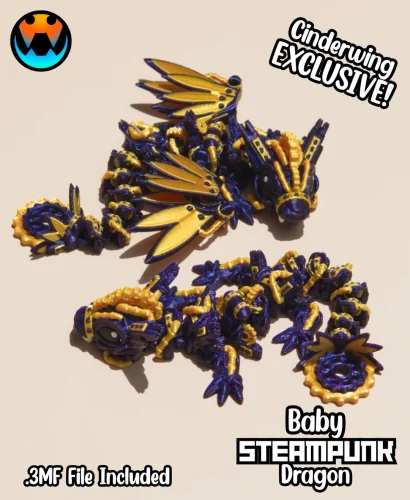 Cinderwing3D 蒸汽朋克幼龙-3D合纵社-3D打印模型STL格式3mf格式免费下载！
