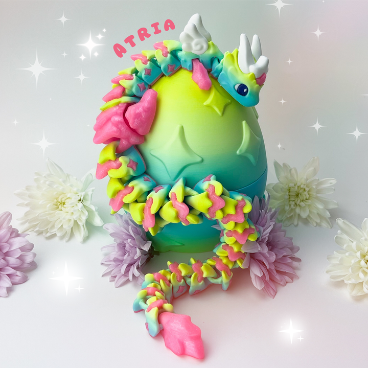 彩色小龙和星星龙蛋-3D合纵社-3D打印模型STL格式3mf格式免费下载！