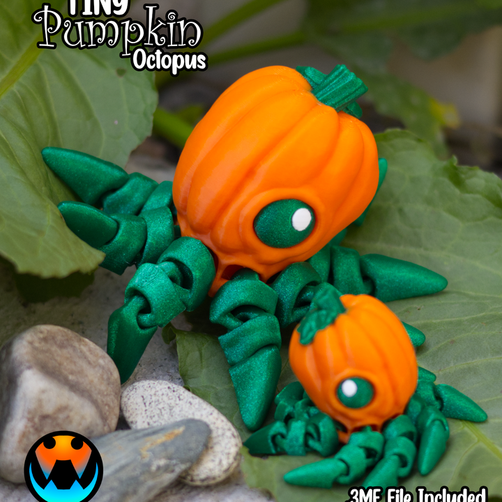 Cinderwing3D 迷你南瓜章鱼-3D合纵社-3D打印模型STL格式3mf格式免费下载！