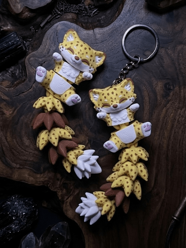 可爱灵活小猎豹玩具 / 钥匙扣-3D合纵社-3D打印模型STL格式3mf格式免费下载！
