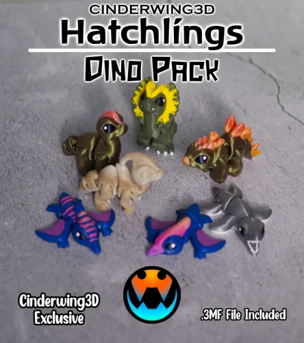 Cinderwing3D 6款小恐龙和恐龙蛋-3D合纵社-3D打印模型STL格式3mf格式免费下载！