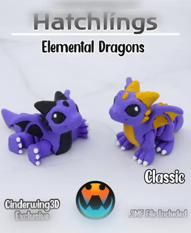 图片[3]-Cinderwing3D 元素巨龙 6款 幼龙礼包-3D合纵社-3D打印模型STL格式3mf格式免费下载！